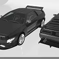 Two Vintage Black Sports Cars With Streamlined Body Tail Wing And Rear Grille Design