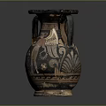 Ancient Ceramic Amphora Sculpture With Carved Phoenix And Decorative Motifs
