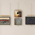 Decorative Wall Paintings With Black Gold Frames Bird Art And Textured Designs