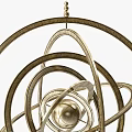 Ornamental Metal Sphere Sculpture with Intricate Ring Design and Decorative Base