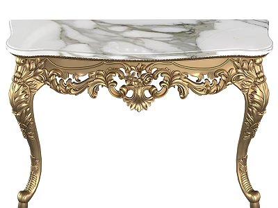 Elegant Marble Top Table With Gold Carved Legs And Ornate Design 3d model