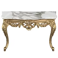 Elegant Marble Top Table With Gold Carved Legs And Ornate Design