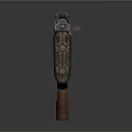 Modern Tactical Rifle Featuring Wooden Stock Metal Barrel And Rail System On Gray Background