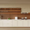 Modern White Kitchen Sideboard With Wooden Countertop Wine Glass Holder And Appliances
