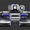 Futuristic Armored Tank With Blue Silver Design Cannon And Tracks