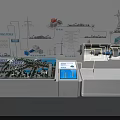 Sand Table Displaying Power Facilities And Energy System Models With Wind Turbines Industrial Diagrams