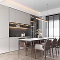 Elegant Luxury Dining Room Interior With Modern Table Chairs And Pendant Lights