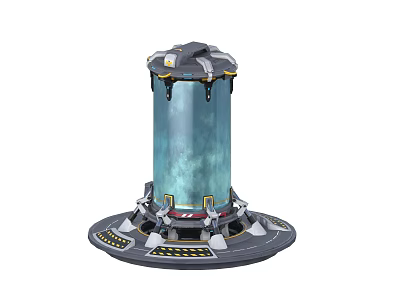 Futuristic Sci Fi Cylindrical Device With Blue Nebula Core And Metallic Base 3d model