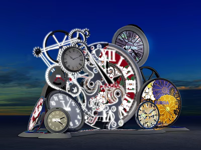 Mechanical Commercial Equipment With Assorted Clocks Gears And Intricate Parts 3d model