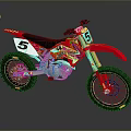 Racing Red Off Road Motorcycle With 5 15 Number Graphics Black Seat And Tires