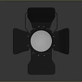 Professional Stage Spotlight With Black Barn Doors Silver Body And Yellow Control Knob Handle