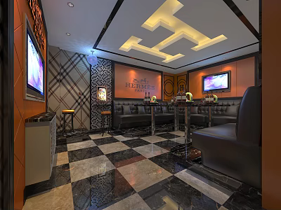Luxurious KTV Interior Design with Comfortable Sofas TV Screens and Modern Lighting 3d model