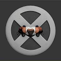 Muscular Man In White Tank Top Blue Jeans With Metal Claws On X Symbol Base