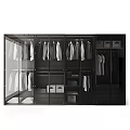 Modern Closet Design With Glass Doors Hanging Clothes Shelves Folded Items And Drawers