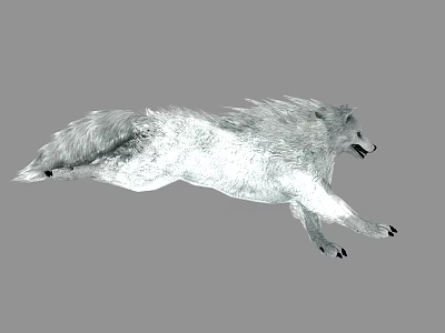 White Reptile Running On Gray Background With Dynamic Posture And Active Movement 3d model