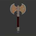 Decorative Battle Axe With Intricate Celtic Patterns Double Blades Gemstone Accent And Leather Wrapped Handle