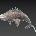 Spiked Elongated Aquatic Fish With Textured Body Sharp Fins And Dorsal Spines