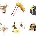 Outdoor Children Playground Equipment With Wooden Climbing Frames Slides And Rotary Structures