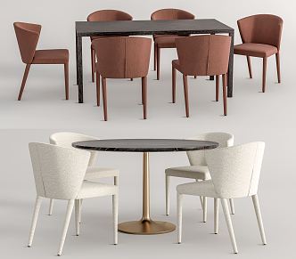 Modern Dining Table and Chair Combination 3d model