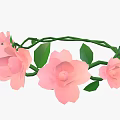 Pink Flower Crown Decorated With Fresh Pink Flowers And Green Leaves