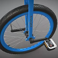 Blue Modern Unicycle with Black and Blue Seat and Sturdy Black Wheel