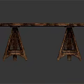 Rustic Vintage Solid Wooden Rectangular Dining Table With Exquisite Carved Triangle Support Legs