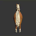 Realistic Horse Model Figure With Orange White Coat And Flowing Mane Tail On Black Background