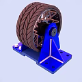 Blue Base Mechanical Device With Brown Tire Gear Structure And White Bolts