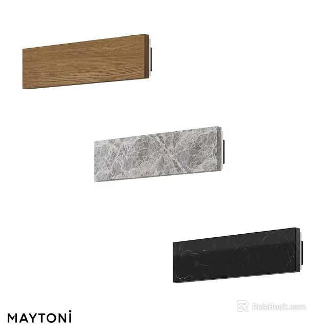 Modern Wooden Marble And Black Wall Lamps With Sleek Design For Interior Decoration 3d model 