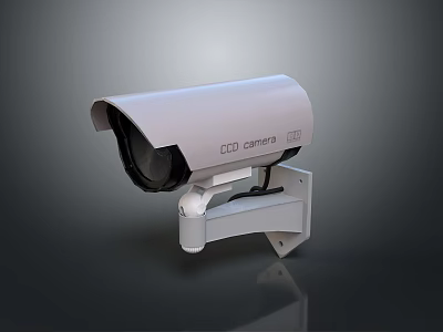 White CCTV Surveillance Camera Mounted On Bracket For Security Monitoring Use 3d model