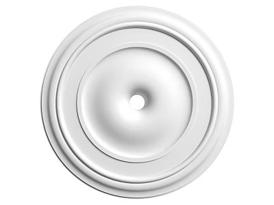 White Circular Ceiling Rose with Minimalist Concentric Rings Design for Modern Lighting Fixtures 3d model