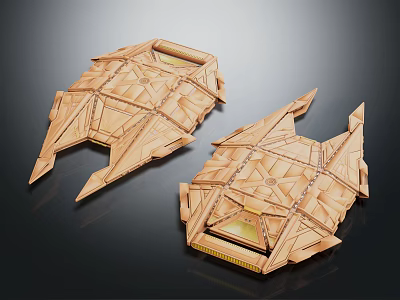 Two Intricate Wooden Mechanical Models With Geometric Patterns And Crafted Design 3d model