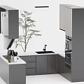 Modern Kitchen Interior With Gray Cabinets Island Counter Sink And Appliances