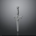 White Decorative Sword with Intricate Hilt Design and 3D Model