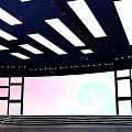 Future Themed Stage Design With Large Screen Pink Blue Lighting And Backdrop