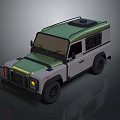 Off Road Vehicle Green And White Classic Style With Roof Rack And Window Grille