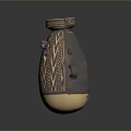 Traditional Hand Carved Ceramic Pottery Sculpture With Decorative Patterns And Handles