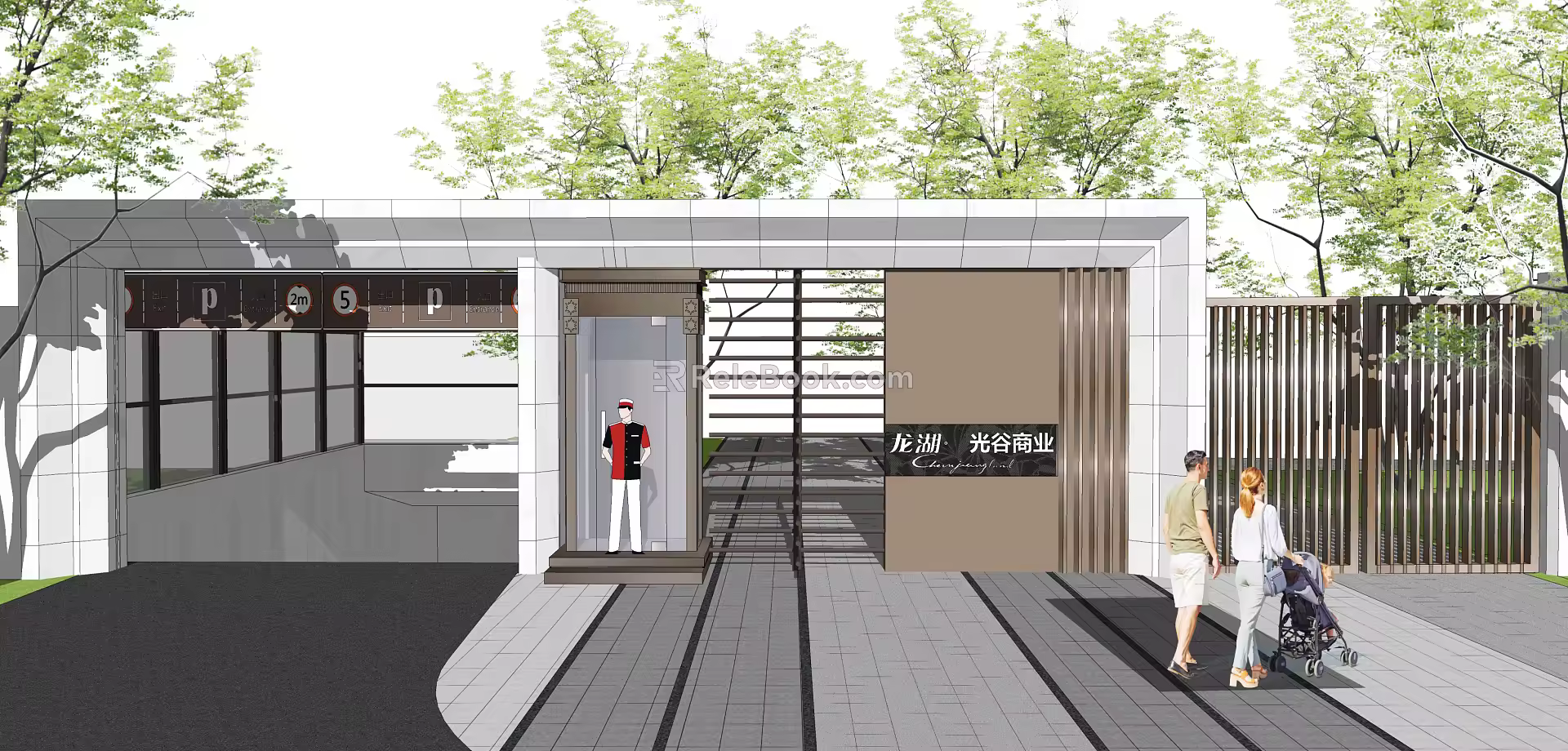 Rotary gate machine for gate head sentry box of modern gate residential area 3d model