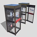 Contemporary Telephone Booths Featuring Glass Panels Closed Open Doors And Red Accents