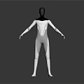White and Gray Full Body Fitted Bodysuit with Sleek Design on Black Mannequin