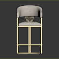 Modern Elegant Leisure Chair with Light Gray Fabric Curved Backrest and Golden Metal Frame
