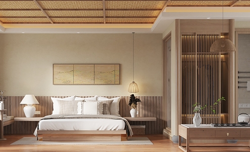 New Chinese Homestay Bedroom 3d model