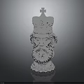 Ornate Silver Decorative Sculpture With Intricate Carvings Cross On Top And Reflective Base