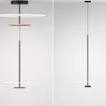 Modern Pendant Lights With Circular Red White Shades And Black Metal Frames For Interior 3d model