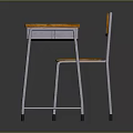 Simple Design Wooden Table And Chair With Metal Frame And Wooden Top