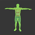 Man in Pink USA Athletics Vest Blue Shorts and Green Sneakers with Arms Outstretched