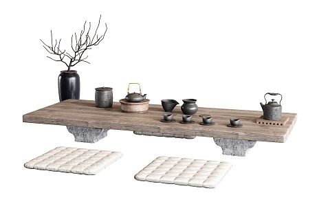 New Chinese Tea Table and Chair Tatami Tea Table 3d model