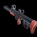 Futuristic Sci Fi Weapon With Copper And Black Metal Components And Circular Holes