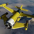 Yellow Fighter Jet Concept Design With Multiple Wing Mounted Engines And Bright Yellow Body