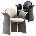 Modern Leisure Chairs In Light Beige And Black With Curved Armrest Upholstered Design